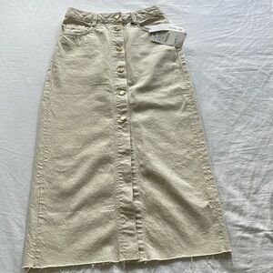 Zara Women’s Midi Off White Denim Skirt Small